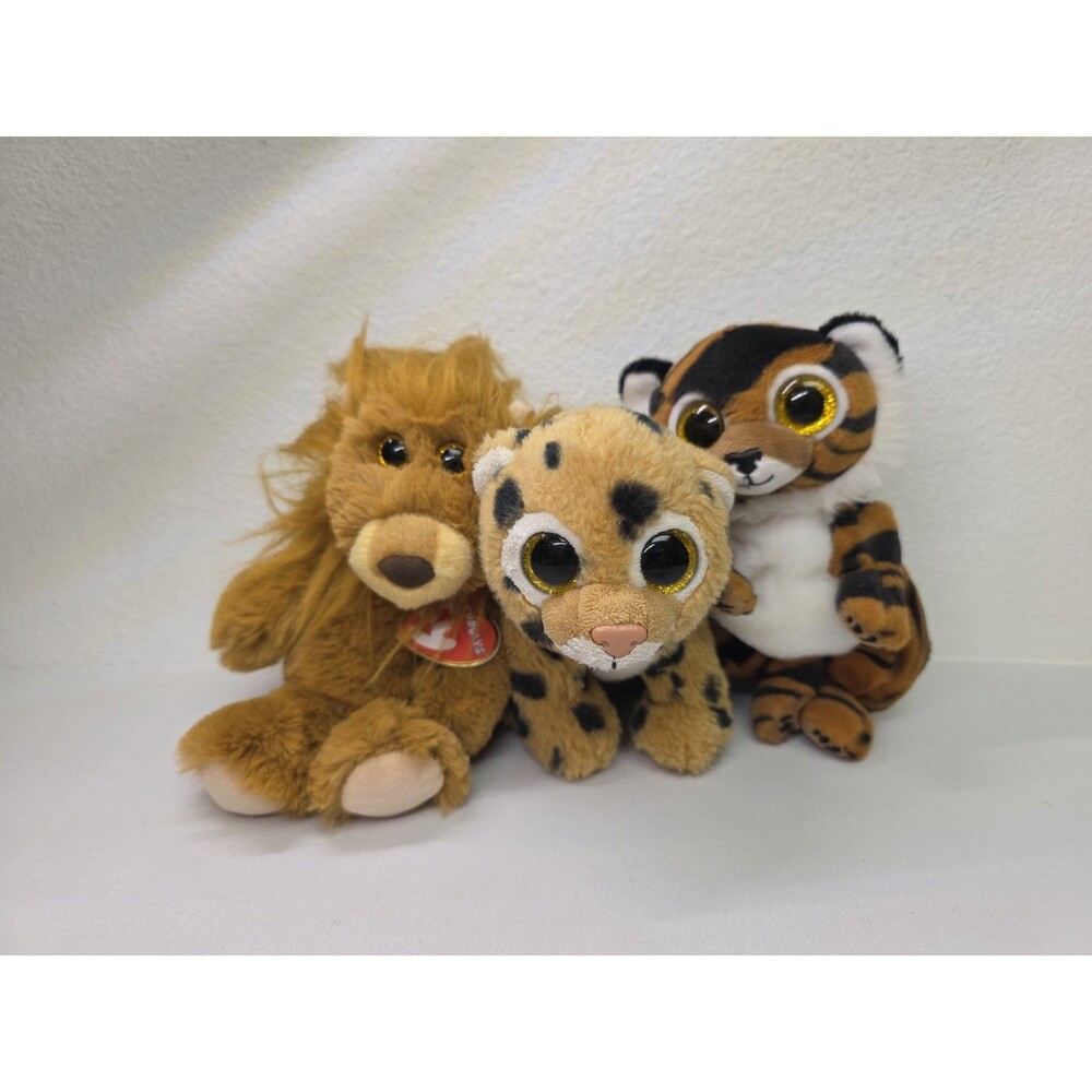 Ty Cuddlys and Beanie Babies Lion, Leopard , Tiger, Ty Stuffed Animals